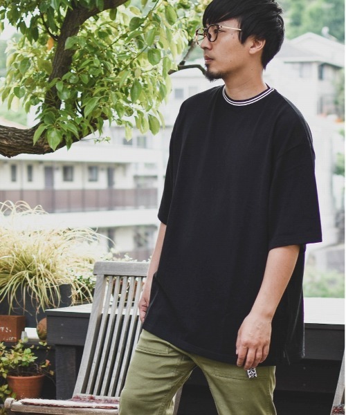 Bling Leads(ブリングリーズ)の「【Bling Leads】鹿の子ライン入り刺繍クルーTシャツ(Tシャツ/カットソー・メンズ・ピンク/チャコールグレー/サックスブルー/ネイビー/ホワイト/ワイン・LARGE/MEDIUM)」の10枚目の写真