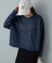 PUAL CE CIN | クロップド丈ロゴプリントスウェットプルオーバー(スウェット)