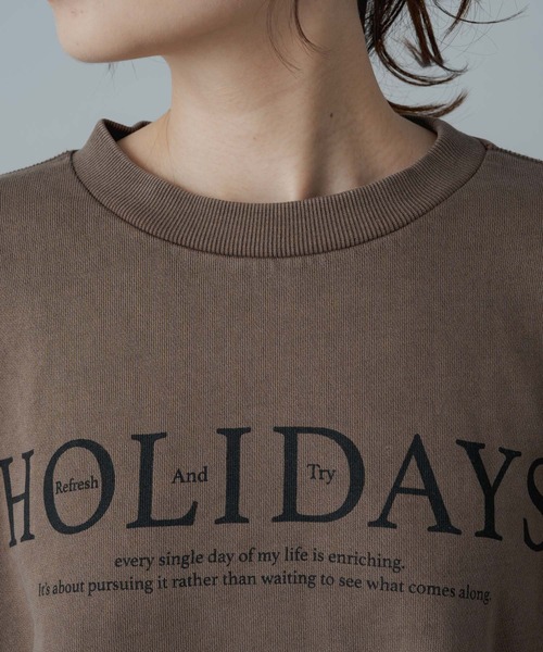 PUAL CE CIN(ピュアルセシン)の「クロップド丈ロゴプリントスウェットプルオーバー(スウェット・レディース・ネイビー/ブラウン・FREE)」の12枚目の写真