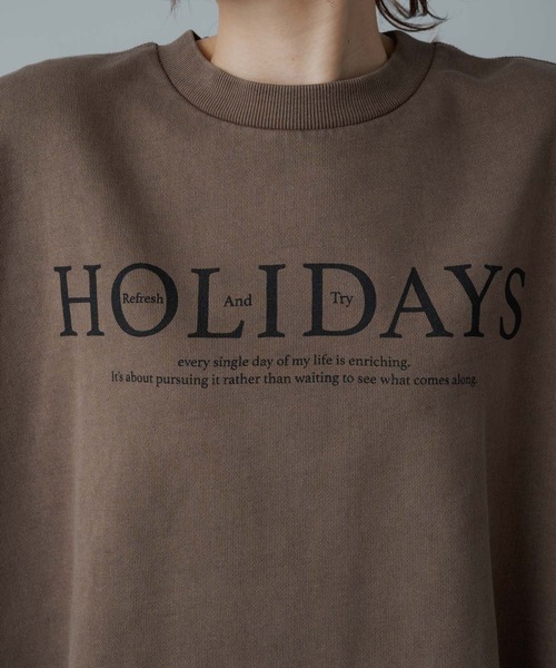 PUAL CE CIN(ピュアルセシン)の「クロップド丈ロゴプリントスウェットプルオーバー(スウェット・レディース・ネイビー/ブラウン・FREE)」の13枚目の写真