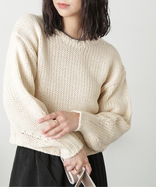 FREE'S MART(フリーズマート)の「◆バックオープンローゲージニット(ニット/セーター・レディース・レッド/グリーン/オフホワイト・FREE)」の6枚目の写真