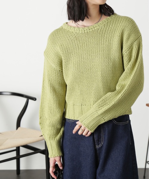 FREE'S MART(フリーズマート)の「◆バックオープンローゲージニット(ニット/セーター・レディース・レッド/グリーン/オフホワイト・FREE)」の12枚目の写真