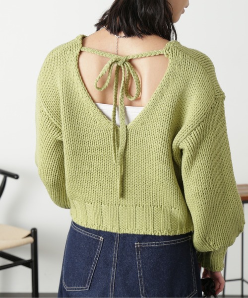 FREE'S MART(フリーズマート)の「◆バックオープンローゲージニット(ニット/セーター・レディース・レッド/グリーン/オフホワイト・FREE)」の16枚目の写真