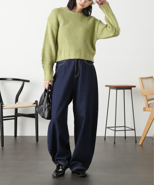 FREE'S MART(フリーズマート)の「◆バックオープンローゲージニット(ニット/セーター・レディース・レッド/グリーン/オフホワイト・FREE)」の17枚目の写真