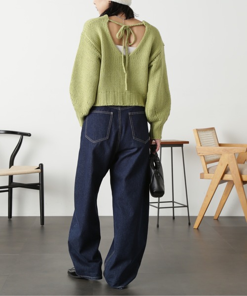 FREE'S MART(フリーズマート)の「◆バックオープンローゲージニット(ニット/セーター・レディース・レッド/グリーン/オフホワイト・FREE)」の20枚目の写真