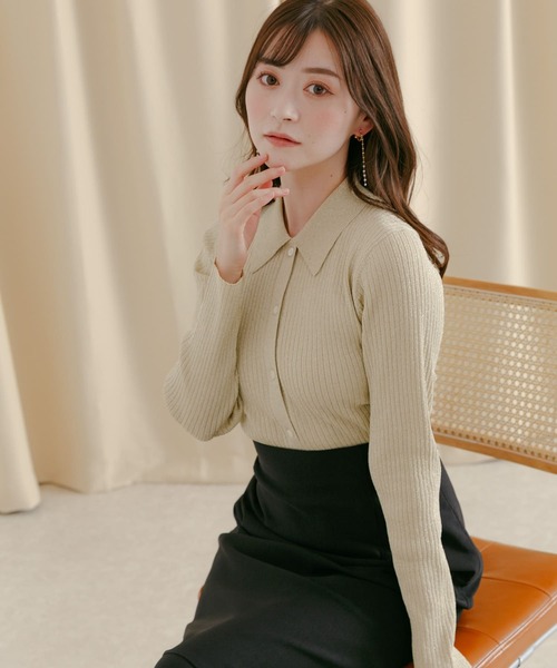 HEYUMM（ヘユム）の「ラメニットコンパクトカーディガン（カーディガン/ボレロ・レディース・グリーン/ベージュ/グレー・ONE）」の5枚目の写真