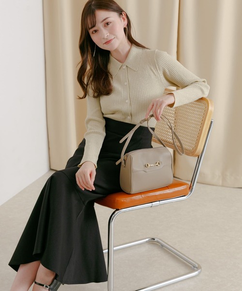 HEYUMM（ヘユム）の「ラメニットコンパクトカーディガン（カーディガン/ボレロ・レディース・グリーン/ベージュ/グレー・ONE）」の9枚目の写真