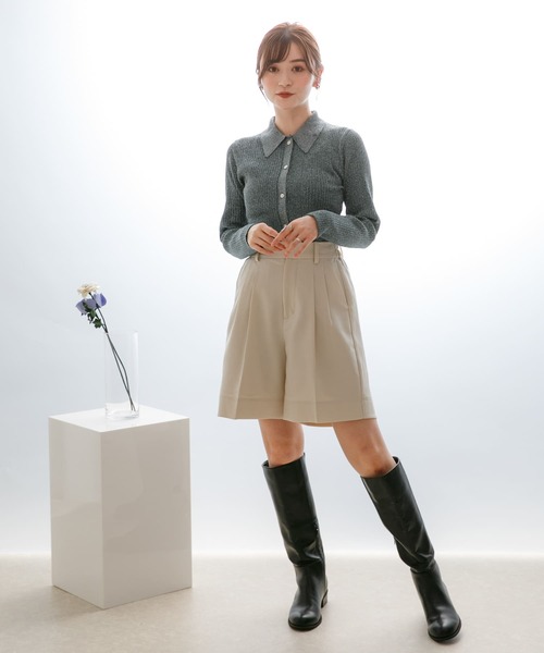 HEYUMM（ヘユム）の「ラメニットコンパクトカーディガン（カーディガン/ボレロ・レディース・グリーン/ベージュ/グレー・ONE）」の21枚目の写真