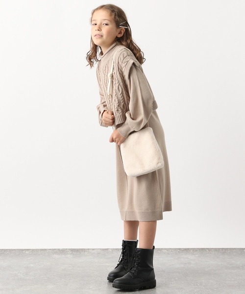 GLOBAL WORK(グローバルワーク)の「2セットケーブルニットワンピース/907730(ワンピース・キッズ・アイボリー/モカ・160cm/150cm/110cm/130cm/120cm/100cm/140cm)」の8枚目の写真