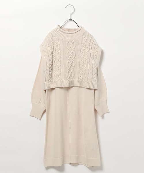 GLOBAL WORK(グローバルワーク)の「2セットケーブルニットワンピース/907730(ワンピース・キッズ・アイボリー/モカ・160cm/150cm/110cm/130cm/120cm/100cm/140cm)」の17枚目の写真