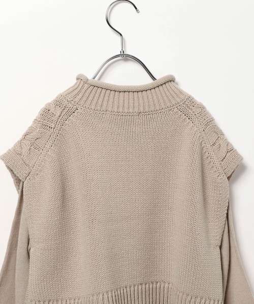 18772　グローバルワーク　レディース　ケーブルニット　ベージュ　XL 18772グローバルワークレディースケーブルニットベージュXL