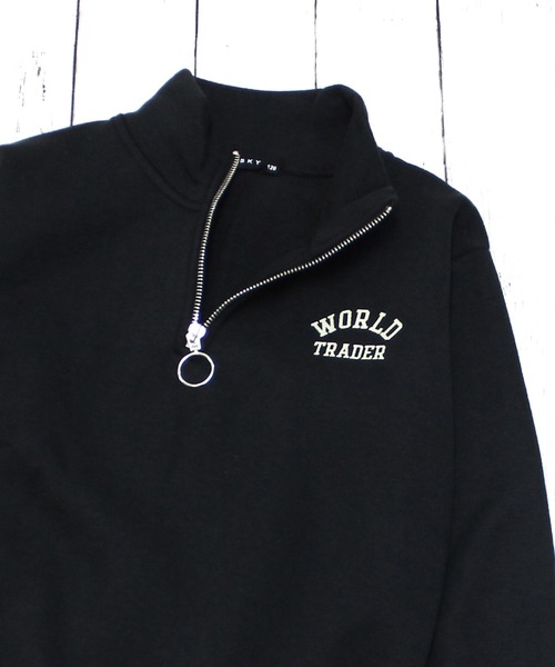 ZI-ON（ジーオン）の「裏起毛 ハーフジップ オーバーサイズ トレーナー（スウェット・キッズ・グリーン系その他/ネイビー/サックスブルー/ブラック/グレー系その他/杢グレー/ブラック系その他/グリーン・120cm/130cm/140cm/150cm/160cm/110cm）」の3枚目の写真