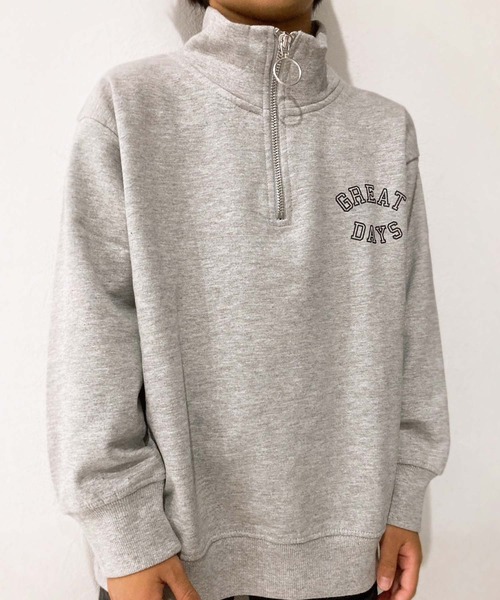 ZI-ON（ジーオン）の「裏起毛 ハーフジップ オーバーサイズ トレーナー（スウェット・キッズ・グリーン系その他/ネイビー/サックスブルー/ブラック/グレー系その他/杢グレー/ブラック系その他/グリーン・120cm/130cm/140cm/150cm/160cm/110cm）」の4枚目の写真