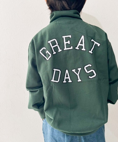 ZI-ON（ジーオン）の「裏起毛 ハーフジップ オーバーサイズ トレーナー（スウェット・キッズ・グリーン系その他/ネイビー/サックスブルー/ブラック/グレー系その他/杢グレー/ブラック系その他/グリーン・120cm/130cm/140cm/150cm/160cm/110cm）」の6枚目の写真