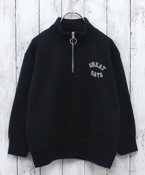 ZI-ON（ジーオン）の「裏起毛 ハーフジップ オーバーサイズ トレーナー（スウェット・キッズ・グリーン系その他/ネイビー/サックスブルー/ブラック/グレー系その他/杢グレー/ブラック系その他/グリーン・120cm/130cm/140cm/150cm/160cm/110cm）」の9枚目の写真