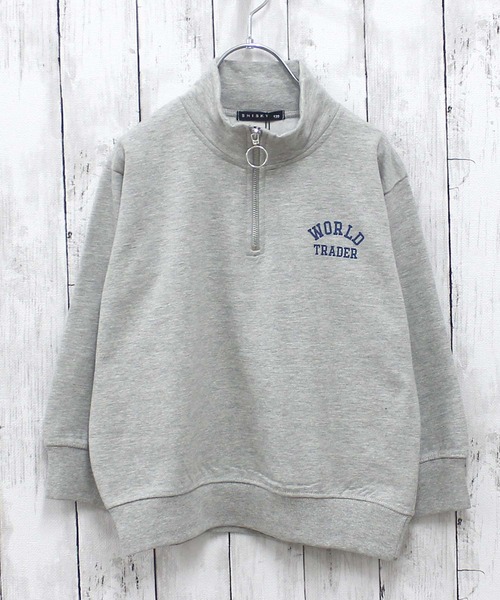 ZI-ON（ジーオン）の「裏起毛 ハーフジップ オーバーサイズ トレーナー（スウェット・キッズ・グリーン系その他/ネイビー/サックスブルー/ブラック/グレー系その他/杢グレー/ブラック系その他/グリーン・120cm/130cm/140cm/150cm/160cm/110cm）」の11枚目の写真