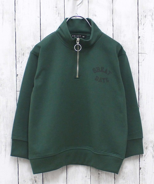 ZI-ON（ジーオン）の「裏起毛 ハーフジップ オーバーサイズ トレーナー（スウェット・キッズ・グリーン系その他/ネイビー/サックスブルー/ブラック/グレー系その他/杢グレー/ブラック系その他/グリーン・120cm/130cm/140cm/150cm/160cm/110cm）」の12枚目の写真