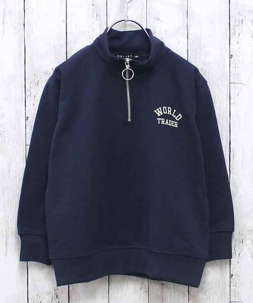 ZI-ON（ジーオン）の「裏起毛 ハーフジップ オーバーサイズ トレーナー（スウェット・キッズ・グリーン系その他/ネイビー/サックスブルー/ブラック/グレー系その他/杢グレー/ブラック系その他/グリーン・120cm/130cm/140cm/150cm/160cm/110cm）」の13枚目の写真