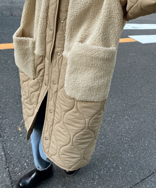 etoll.（エトル）の「ノーカラーボア切替キルトコート（ノーカラーコート・レディース・ベージュ/ブラック/カーキ/アイボリー・M/L）」の18枚目の写真