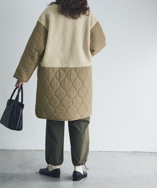 etoll.（エトル）の「ノーカラーボア切替キルトコート（ノーカラーコート・レディース・ベージュ/ブラック/カーキ/アイボリー・M/L）」の16枚目の写真