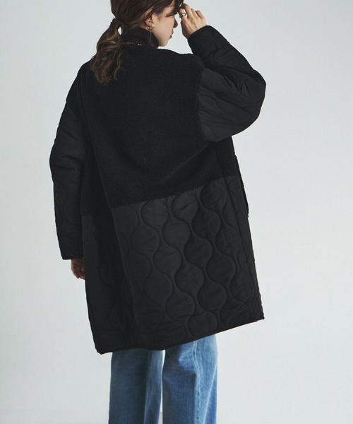 etoll.（エトル）の「ノーカラーボア切替キルトコート（ノーカラーコート・レディース・ベージュ/ブラック/カーキ/アイボリー・M/L）」の7枚目の写真