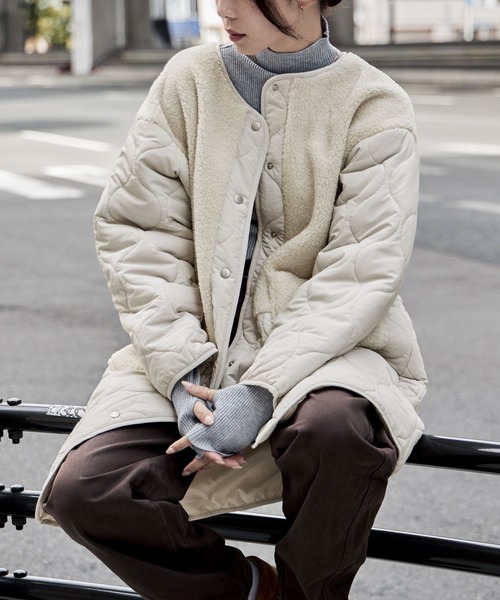 etoll. キルティング切替オフラインロングコート エトル etoll. ノー