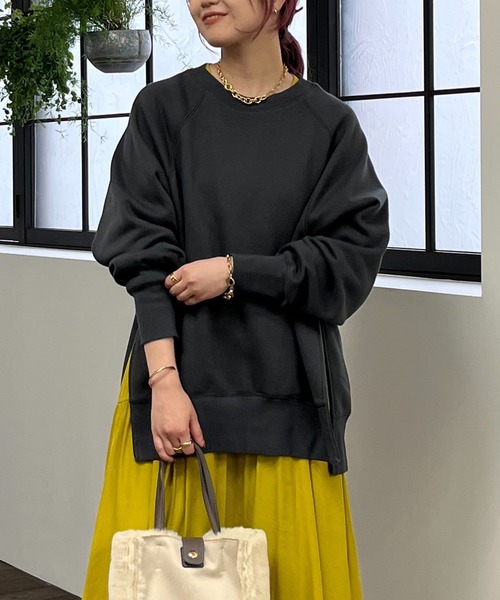 un dix cors（アンディコール）の「ファスナースリット裏毛プルオーバー（スウェット・レディース・チャコールグレー/パープル・FREE）」の8枚目の写真