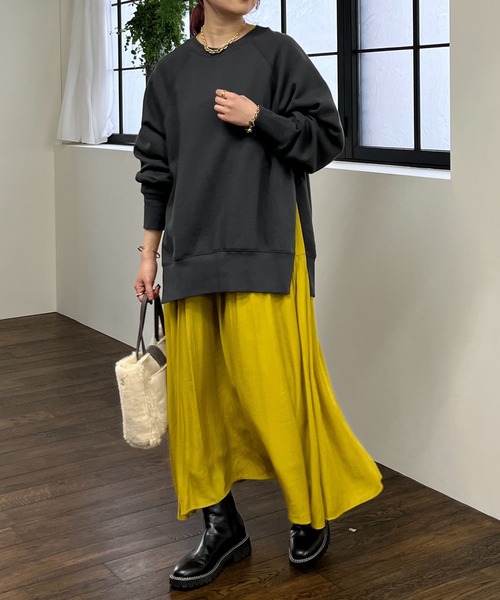 un dix cors（アンディコール）の「ファスナースリット裏毛プルオーバー（スウェット・レディース・チャコールグレー/パープル・FREE）」の9枚目の写真