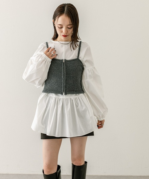 mystic（ミスティック）の「【3色展開】シャイニーニットビスチェ（キャミソール・レディース・グレー/アイボリー/ブラック・FREE）」の16枚目の写真