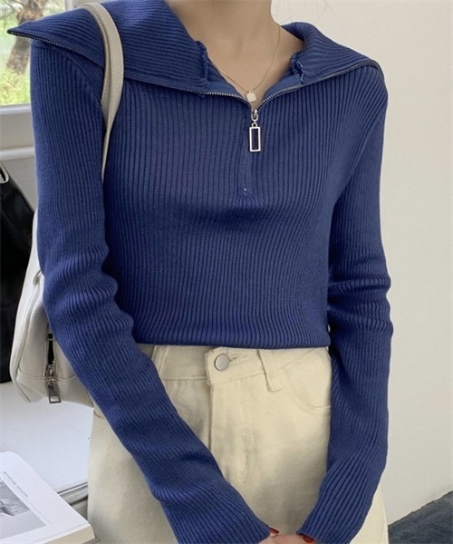 FREE STYLISTS(フリー スタイリスト)の「ハーフジップニットプルオーバー(ニット/セーター・レディース・ブラック/ブルー/ホワイト/グレー・FREE)」の16枚目の写真