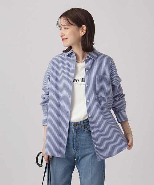 SHOO・LA・RUE（シューラルー）の「◆【洗える】オールシーズン使える ベーシック長袖シャツ（シャツ/ブラウス・レディース・ライトパープル/グリーン系3/ネイビー系2/ブルー系2/ホワイト/ライトブルー・02/03/04）」の5枚目の写真