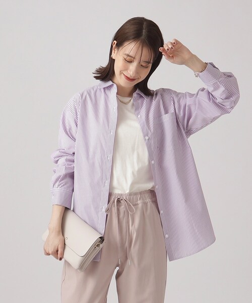 SHOO・LA・RUE（シューラルー）の「◆【洗える】オールシーズン使える ベーシック長袖シャツ（シャツ/ブラウス・レディース・ライトパープル/グリーン系3/ネイビー系2/ブルー系2/ホワイト/ライトブルー・02/03/04）」の16枚目の写真
