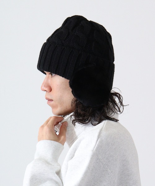 TESTIFY(テスティファイ)の「TESTIFY ファー耳付きケーブルニットキャップ / Cable Fur Ear Watch(ニットキャップ/ビーニー・レディース・モカ/グレー/ブラック/アイボリー・FREE)」の18枚目の写真