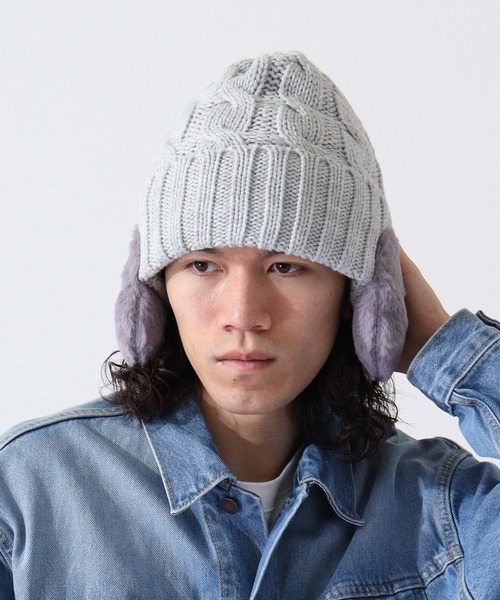 TESTIFY(テスティファイ)の「TESTIFY ファー耳付きケーブルニットキャップ / Cable Fur Ear Watch(ニットキャップ/ビーニー・レディース・モカ/グレー/ブラック/アイボリー・FREE)」の21枚目の写真
