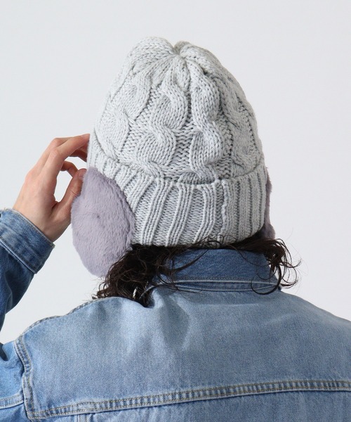 TESTIFY ファー耳付きケーブルニットキャップ / Cable Fur Ear Watch