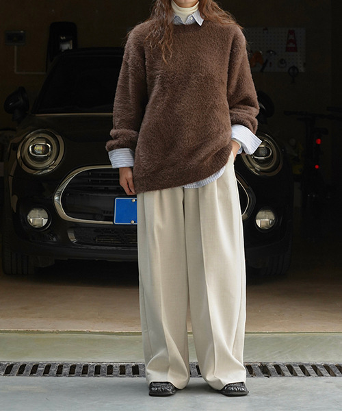 chuclla（チュクラ）の「ウール混 2タック ワイドスラックス chw23a105（スラックス・レディース・ブラック/アイボリー・L/M/S）」の14枚目の写真