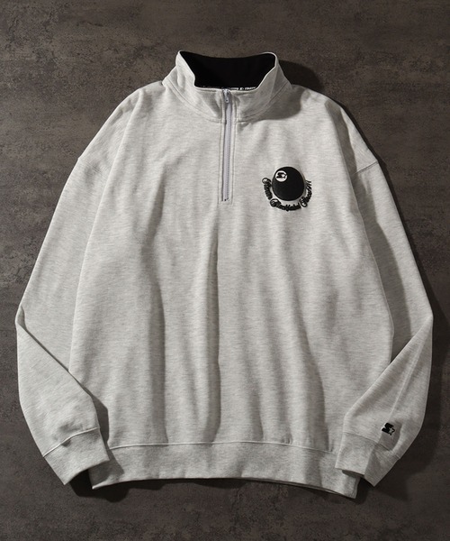 STARTER BLACK LABEL（スターターブラックレーベル）の「【STARTER /スターター】グラフィック発砲プリント 裏起毛 オーバーサイズ スタンドハーフジップ プルオーバー（スウェット・メンズ・ホワイト系/ブラック/ブラウン・M/L/XL）」の2枚目の写真