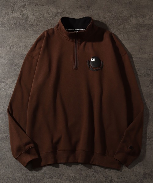 STARTER BLACK LABEL（スターターブラックレーベル）の「【STARTER /スターター】グラフィック発砲プリント 裏起毛 オーバーサイズ スタンドハーフジップ プルオーバー（スウェット・メンズ・ホワイト系/ブラック/ブラウン・M/L/XL）」の3枚目の写真