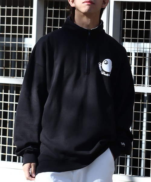 STARTER BLACK LABEL（スターターブラックレーベル）の「【STARTER /スターター】グラフィック発砲プリント 裏起毛 オーバーサイズ スタンドハーフジップ プルオーバー（スウェット・メンズ・ホワイト系/ブラック/ブラウン・M/L/XL）」の22枚目の写真