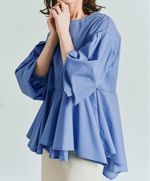 kirakiraShop(キラキラショップ)の「ラッフル ペプラム ブラウス(シャツ/ブラウス・レディース・ライトグレー/ブラック/オフホワイト/ブラウン/ブルー・M/L)」の5枚目の写真