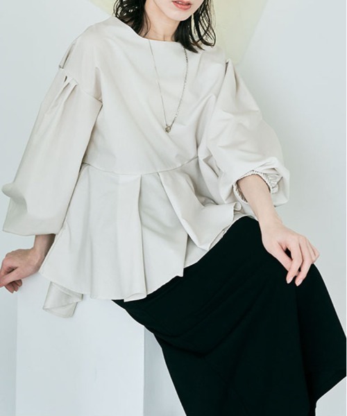 kirakiraShop(キラキラショップ)の「ラッフル ペプラム ブラウス(シャツ/ブラウス・レディース・ライトグレー/ブラック/オフホワイト/ブラウン/ブルー・M/L)」の12枚目の写真