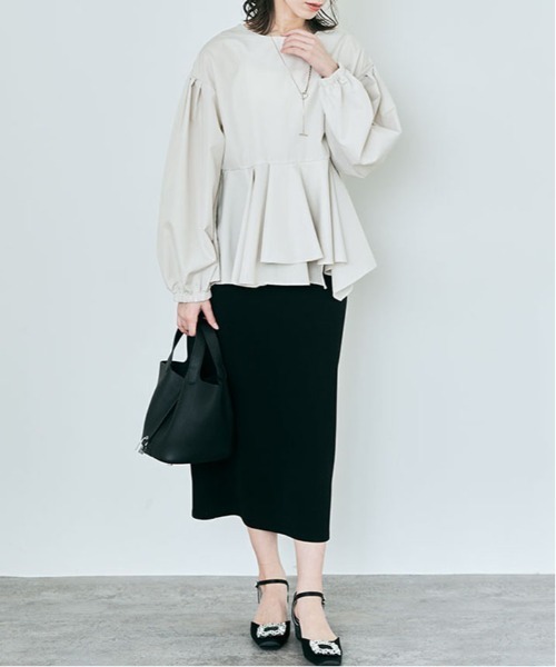 kirakiraShop(キラキラショップ)の「ラッフル ペプラム ブラウス(シャツ/ブラウス・レディース・ライトグレー/ブラック/オフホワイト/ブラウン/ブルー・M/L)」の15枚目の写真