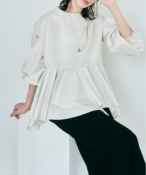 kirakiraShop(キラキラショップ)の「ラッフル ペプラム ブラウス(シャツ/ブラウス・レディース・ライトグレー/ブラック/オフホワイト/ブラウン/ブルー・M/L)」の16枚目の写真