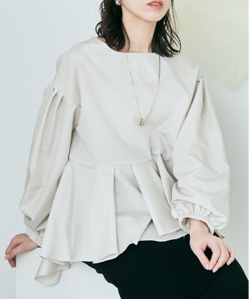 kirakiraShop(キラキラショップ)の「ラッフル ペプラム ブラウス(シャツ/ブラウス・レディース・ライトグレー/ブラック/オフホワイト/ブラウン/ブルー・M/L)」の17枚目の写真