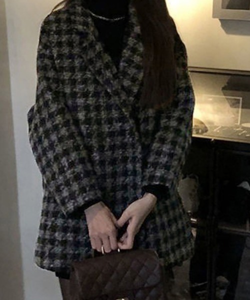 ジャケット・アウター andmary Coco check jacket ANDMARY】Coco check jacket