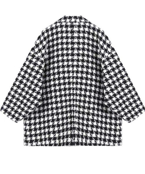 Miniministore（ミニミニストア）の「千鳥格子柄 ジャケット 中綿コート 秋冬（チェスターコート・レディース・ブラック×グレー/ホワイト×ブラック・M/L）」の22枚目の写真