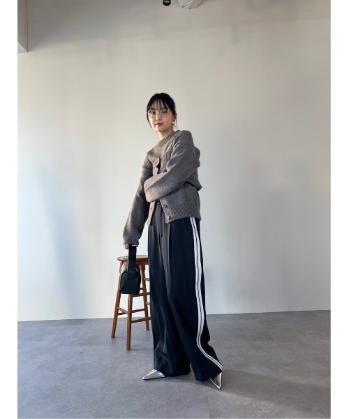 パンツ サイドライン ジャージワイドパンツ レディース
