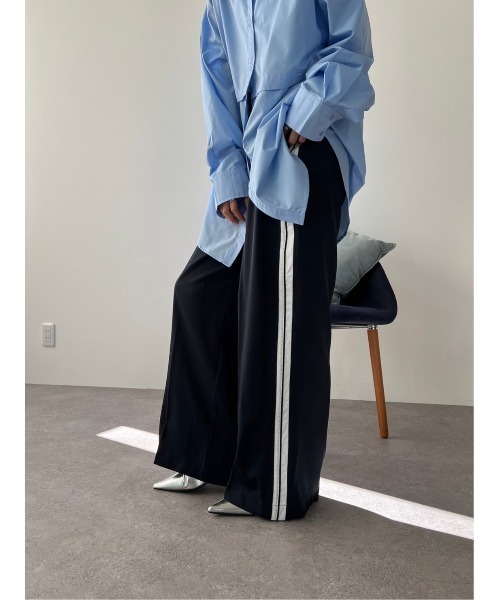 HANNE(アン)の「サイドラインワイドパンツ(チノパンツ・レディース・ネイビー/ベージュ・FREE)」の21枚目の写真