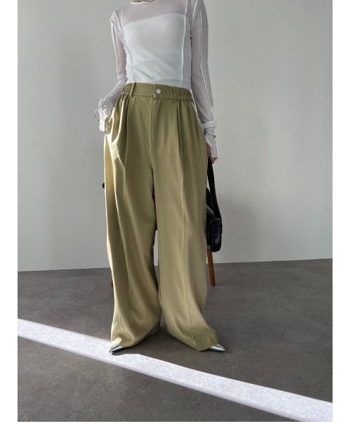 HANNE(アン)の「サイドラインワイドパンツ(チノパンツ・レディース・ネイビー/ベージュ・FREE)」の12枚目の写真