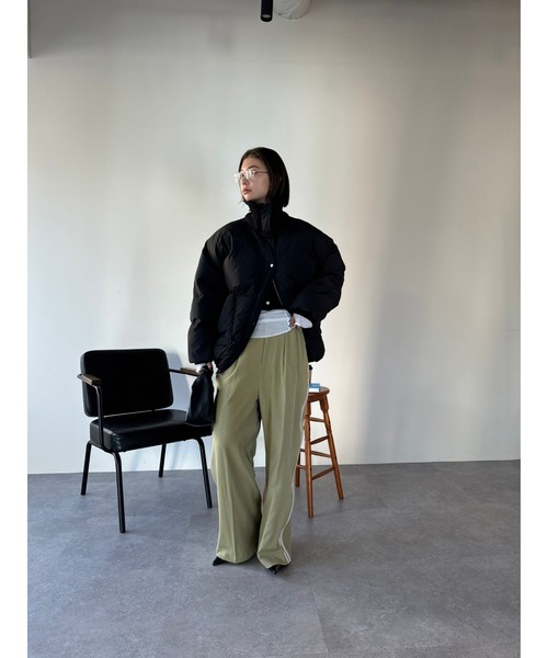 HANNE(アン)の「サイドラインワイドパンツ(チノパンツ・レディース・ネイビー/ベージュ・FREE)」の15枚目の写真